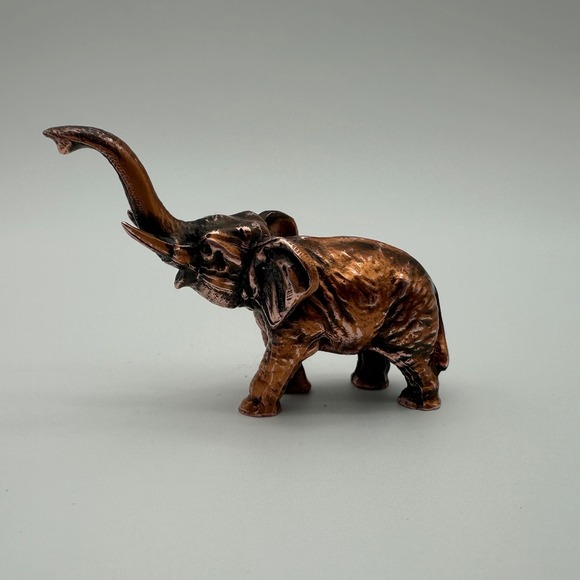 Other - Vintage Copper Tone Elephant Figurine Trunk Up Good Luck Statue Miniature 2.5"